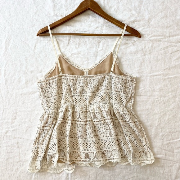 Maurice’s Lace Cream Peplum Spaghetti Strap Top - Picture 5 of 12